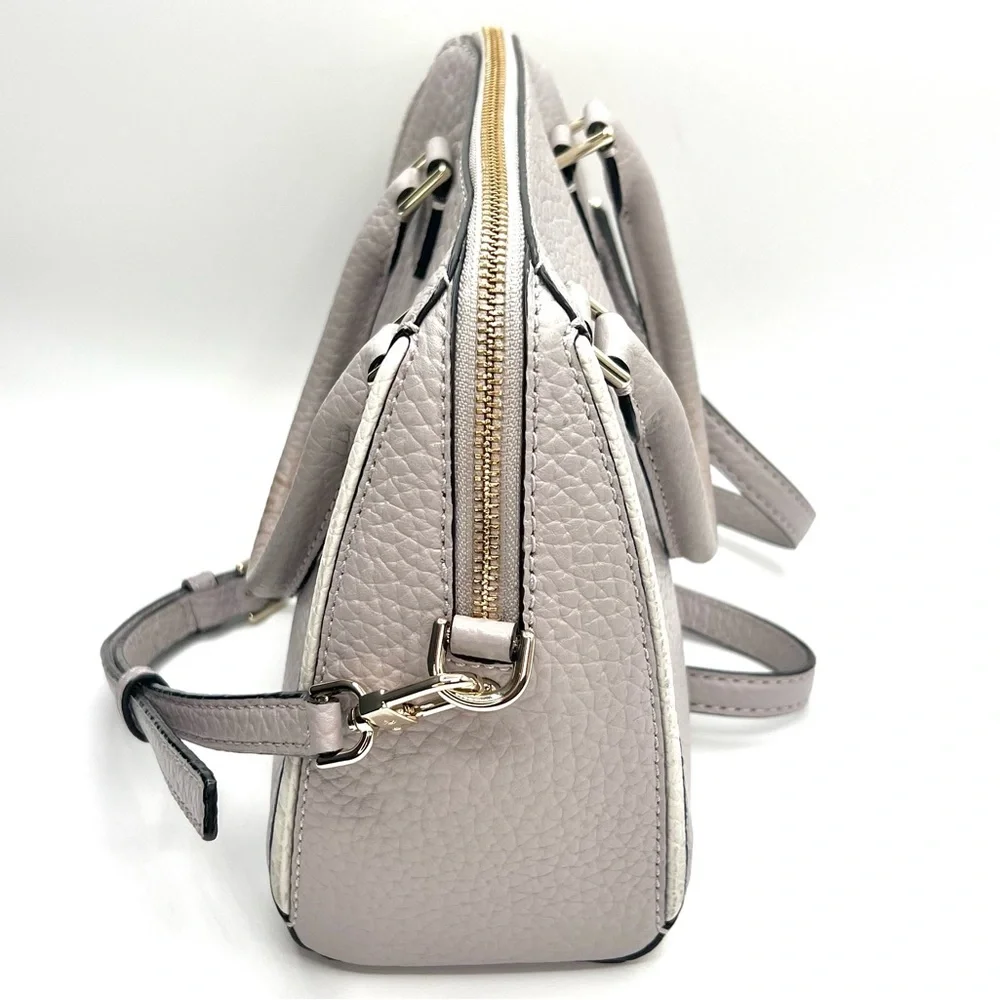 Kate Spade Light Gray Purple Pebbled Leather Satchel -Prospect Place Small Pippa